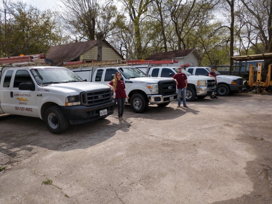 workers next to trucks